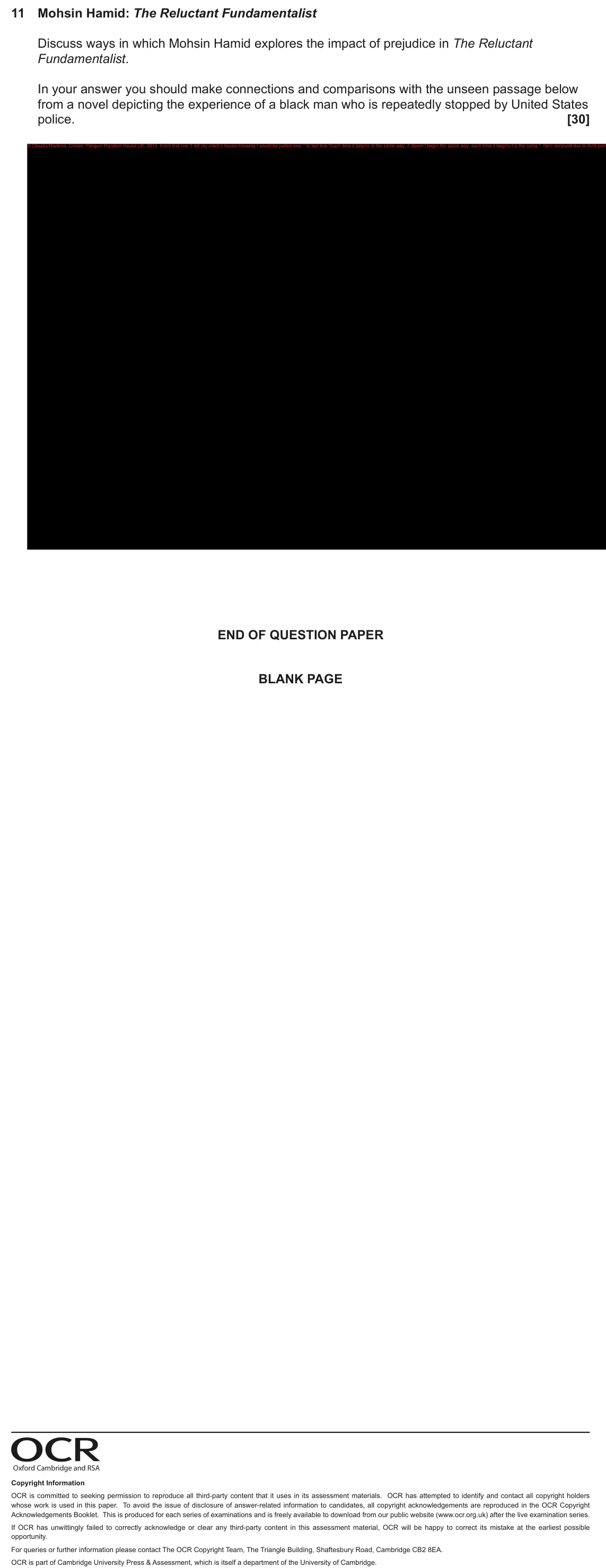 June 2024 AS Component 2, question 11: Mohsin Hamid: The Reluctant Fundamentalist Discuss ways in which Mohsin Hamid explores the impact of prejudice in The Reluctant Fundamentalist. In your answer y