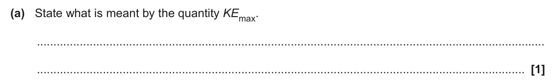 June 2024 AS Paper 1, question 25(a): State what is meant by the quantity KEmax. [1]