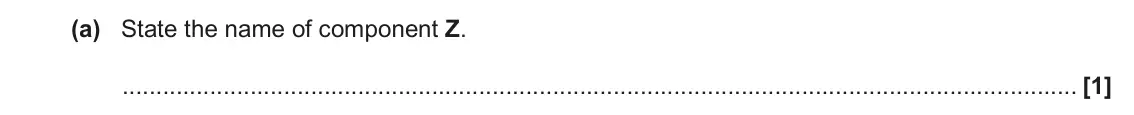 June 2023 AS Paper 2, question 6(a): State the name of component Z. [1]