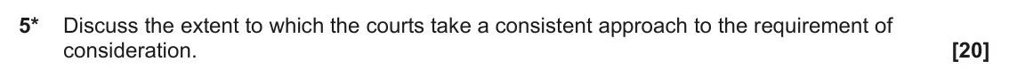 June 2022 Paper 3 (Contract), question 5: Discuss the extent to which the courts take a consistent approach to the requirement of consideration.
