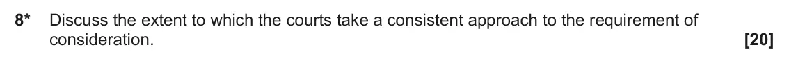 June 2022 Paper 3 (Contract), question 8: Discuss the extent to which the courts take a consistent approach to the requirement of consideration.