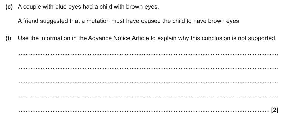 June 2024 Paper 2, question 1(c)(i): Use the information in the Advance Notice Article to explain why this conclusion is not supported. [2]