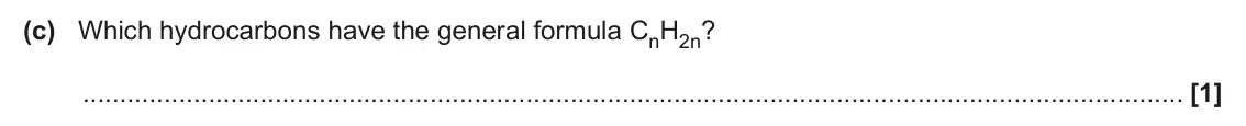 June 2024 Paper 2, question 16(c): Which hydrocarbons have the general formula CnH2n? [1]