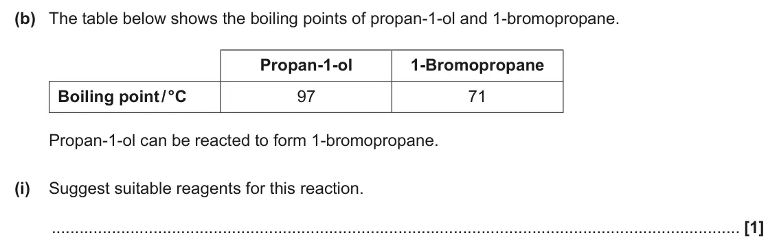 June 2025 Paper 2, question 19(b)(i): Suggest suitable reagents for this reaction. [1]