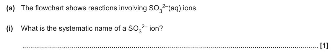 June 2025 Paper 3, question 4(a)(i): What is the systematic name of a SO3 [1]