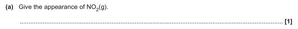 June 2024 Paper 1, question 33(a): Give the appearance of NO2(g). [1]