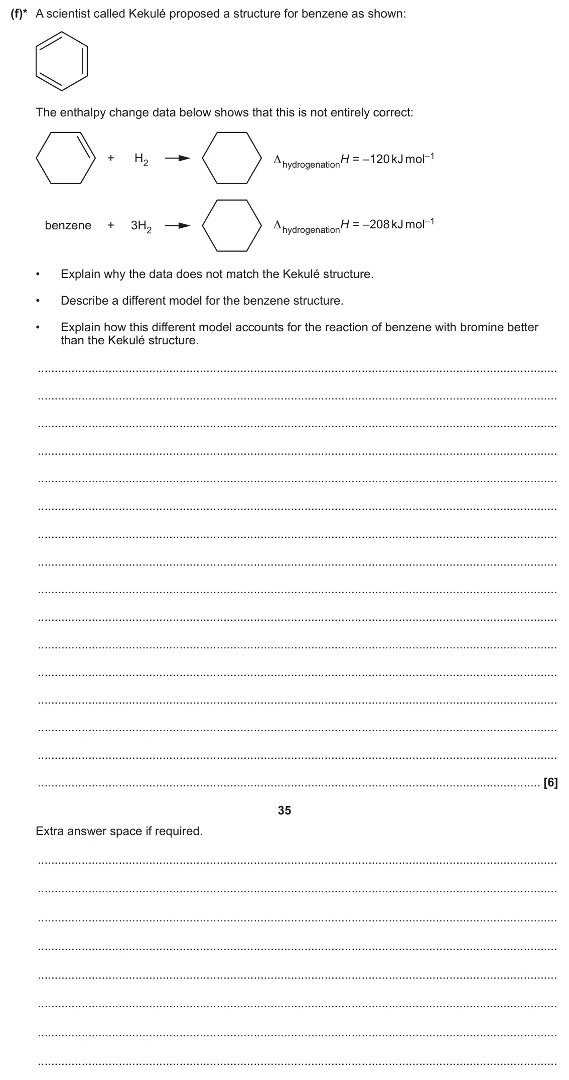 June 2024 Paper 1, question 35(f): Acid orange is a soluble azo dye that can be made from benzene by the following route: Reaction 1 Reaction 2 SO3H O2N SO3H nitration benzene compound C Reaction