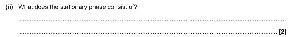 June 2024 Paper 2, question 1(c)(ii): What does the stationary phase consist of? [2]