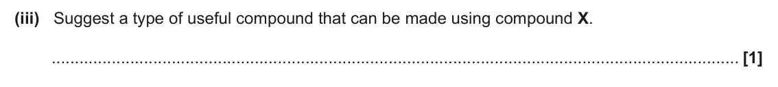 June 2025 Paper 3, question 2(b)(iii): Suggest a type of useful compound that can be made using compound X. [1]