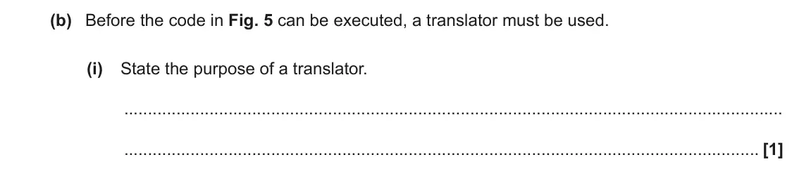 June 2022 Paper 1, question 5(b)(i): State the purpose of a translator. [1]
