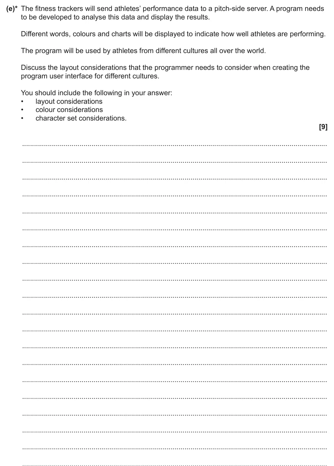 June 2024 Paper 1, question 2(e): An embedded system is often a small device that is designed to carry out a limited number of specialised tasks. Professional athletes sometimes wear small embed