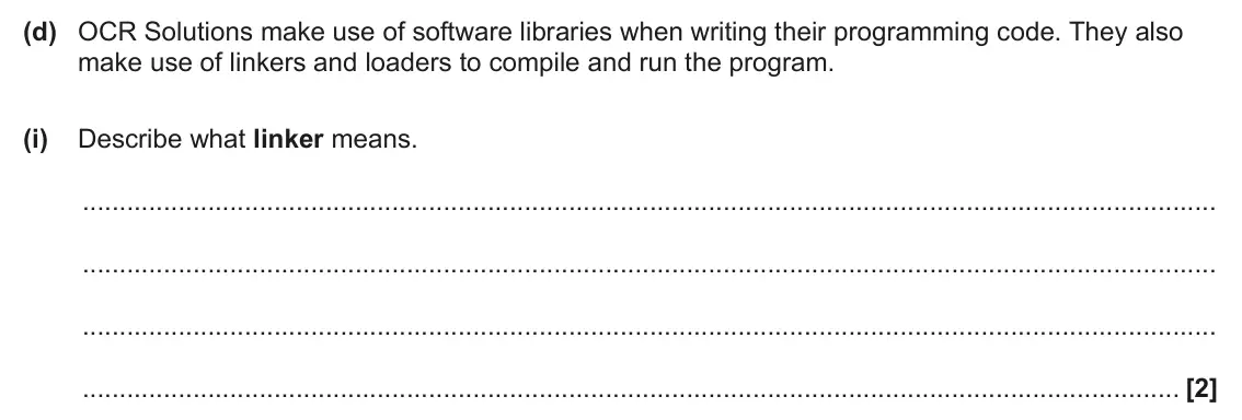 June 2024 Paper 1, question 3(d)(i): Describe what linker means. [2]