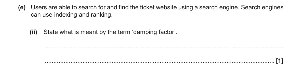 November 2021 Paper 1, question 3(e)(ii): State what is meant by the term ‘damping factor’. [1]