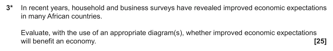 June 2024 Paper 2, question 3: 3* In recent years, household and business surveys have revealed improved economic expectations in many African countries. Evaluate, with the use of an appropri