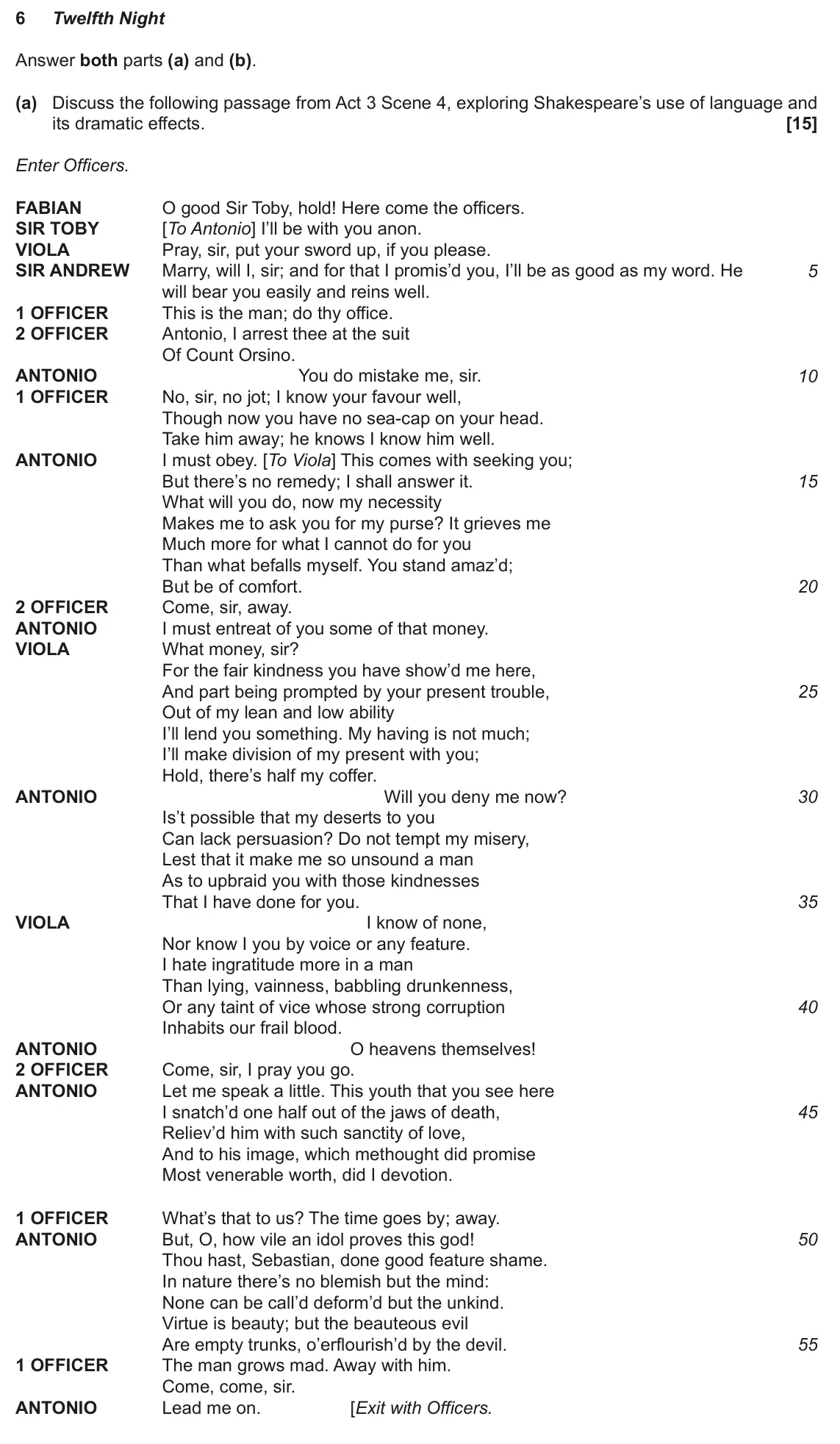 June 2022 Component 1, question 6(a): and (b). (a) Discuss the following passage from Act 3 Scene 4, exploring Shakespeare’s use of language and its dramatic effects.
