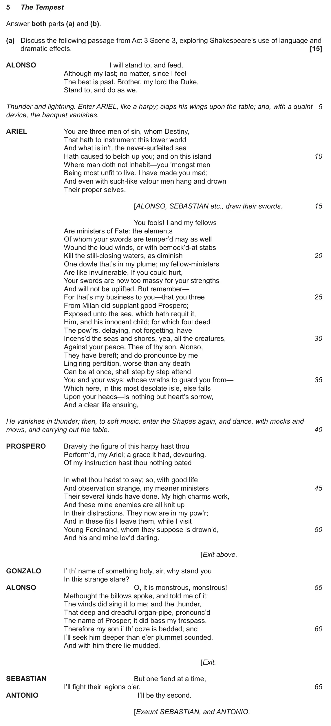 June 2024 Component 1, question 5(a): and (b). (a) Discuss the following passage from Act 3 Scene 3, exploring Shakespeare’s use of language and dramatic effects.