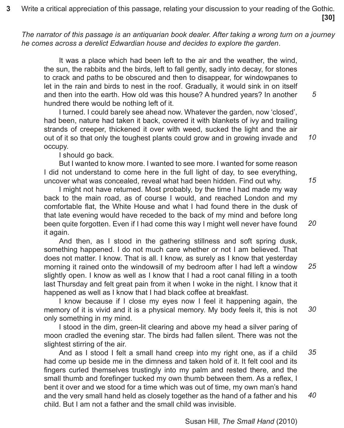 November 2021 Component 2, question 3: Write a critical appreciation of this passage, relating your discussion to your reading of the Gothic.