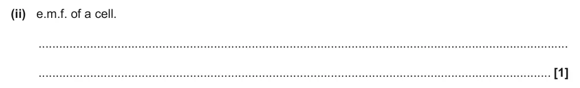 June 2024 Paper 3, question 5(a)(ii): e.m.f. of a cell. [1]