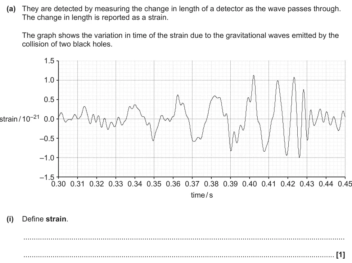 June 2025 Paper 3, question 6(a)(i): Define strain. [1]