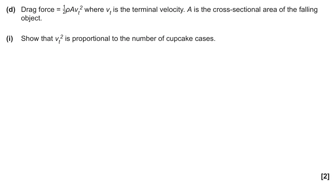 June 2025 Paper 3, question 1(d)(i): Show that vt [2]