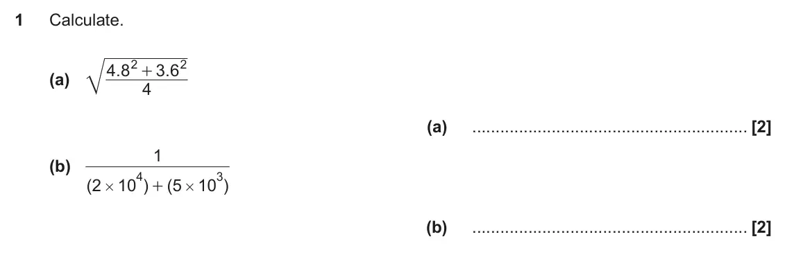 June 2017 Paper 4, question 1: Calculate. 2 2 4 8 . 3 6 . + (a) 4 (a) 1 (b) 4 3 ( 2 10 ) ( 5 10 ) + # # (b)