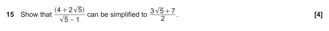 November 2017 Paper 4, question 15: Show that . 2 5 1 -