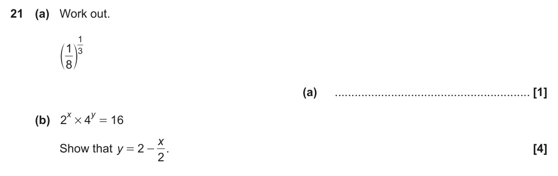 November 2024 Paper 5, question 21: (a) Work out. 1 1 3 d n 8 (a) x y (b) 2 4 16 # = x Show that y 2 . = - 2