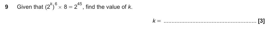 November 2022 Paper 6, question 9: Given that ( 2 ) 8 2 , find the value of k. = # k =