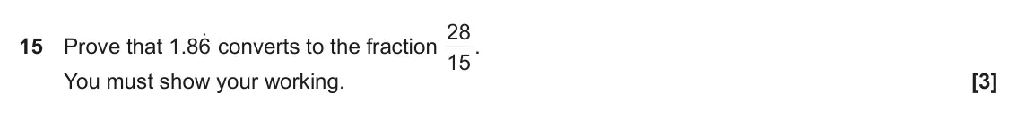 November 2024 Paper 6, question 15: 15 Prove that . You must show your working.